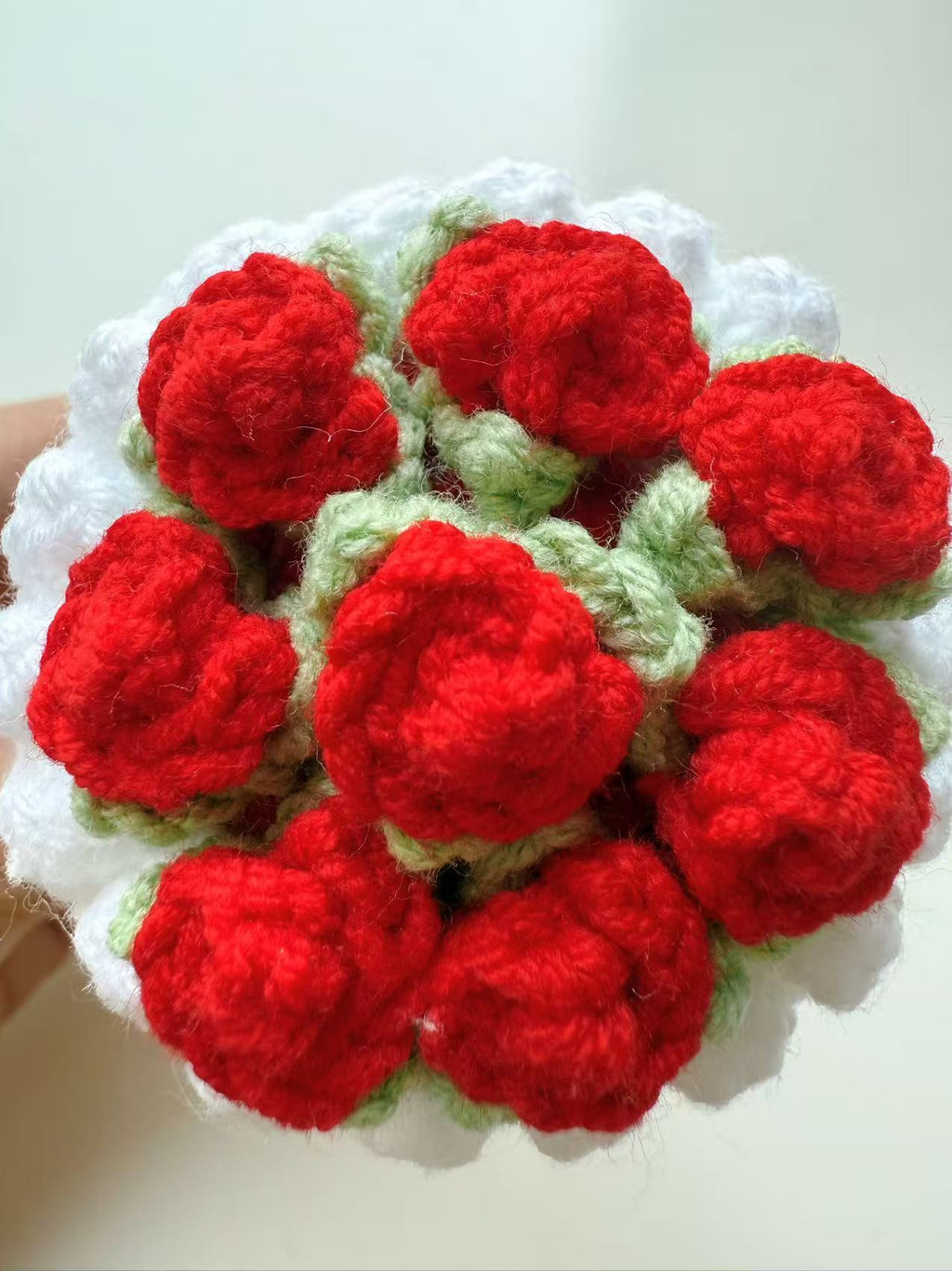 Hand-Crocheted Rose Bouquet Keychain, Floral Bag Charm, Romantic Accessory