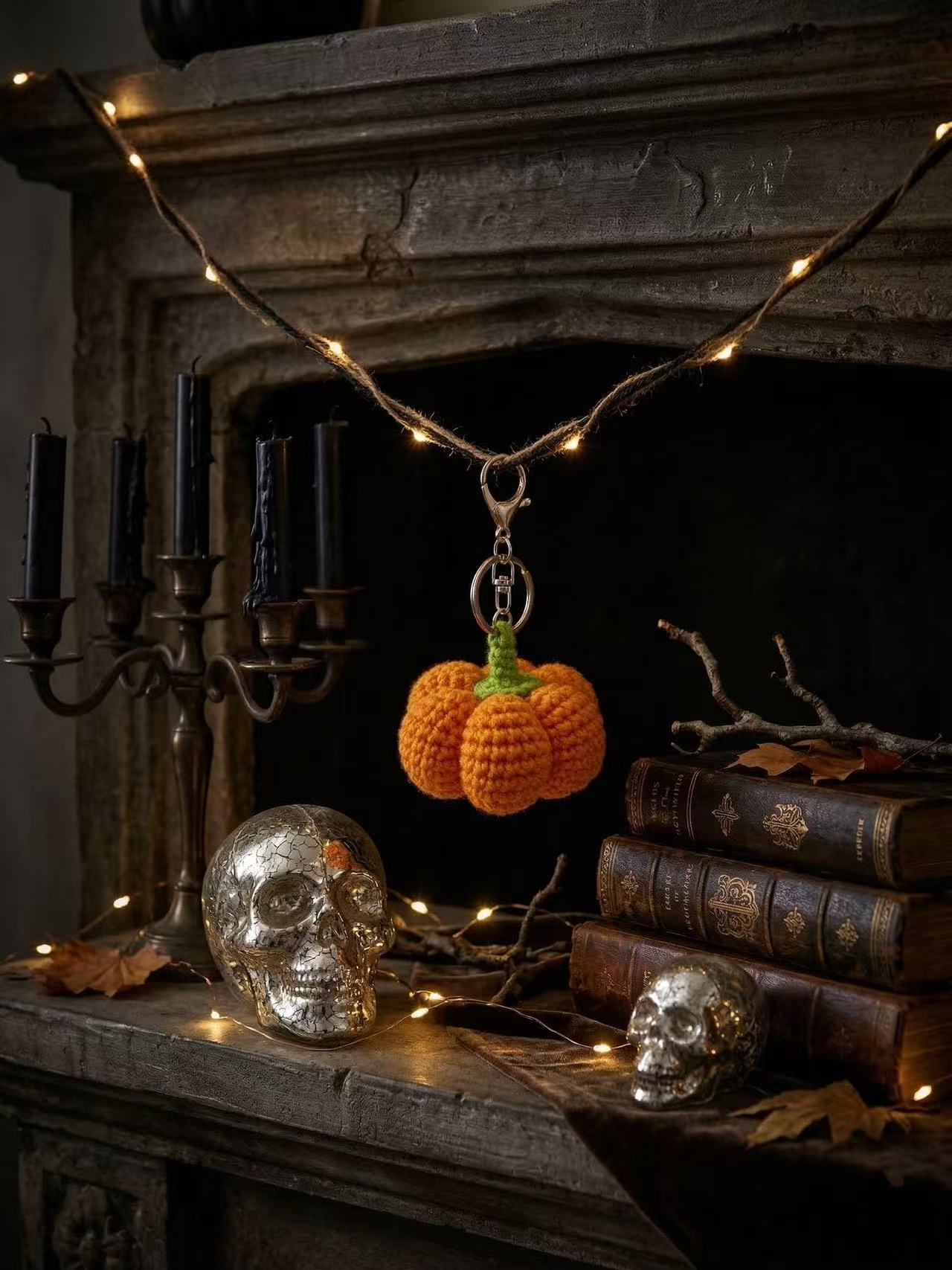 Crochet Pumpkin Keychain, Handmade Knit Bag Charm, Autumn Fall Accessory