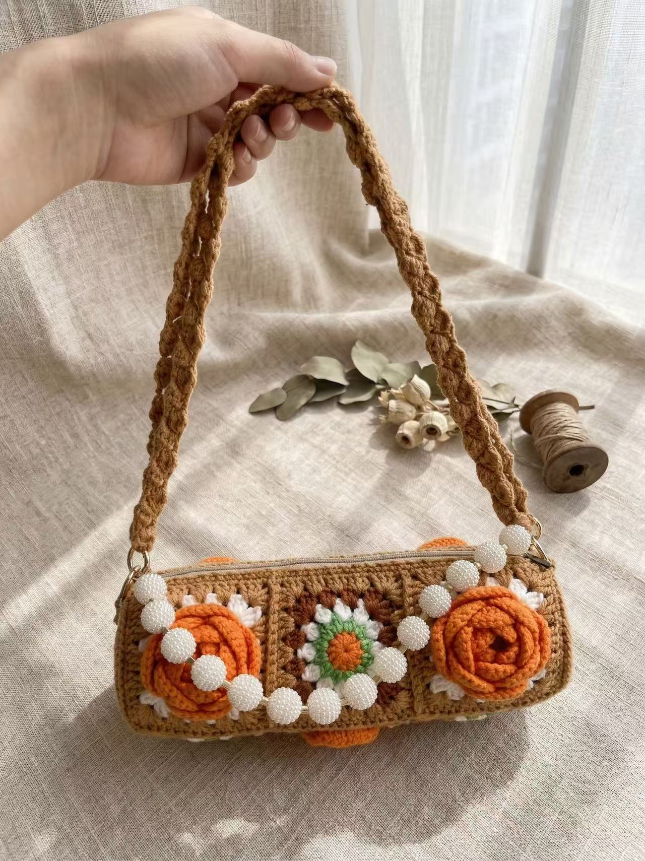 Handmade Crochet Bag, 2-Way Shoulder & Crossbody Purse, Artisan Woven Handbag, Stylish Knit Tote, Boho Chic Summer Bag, Gift, Knot Riot