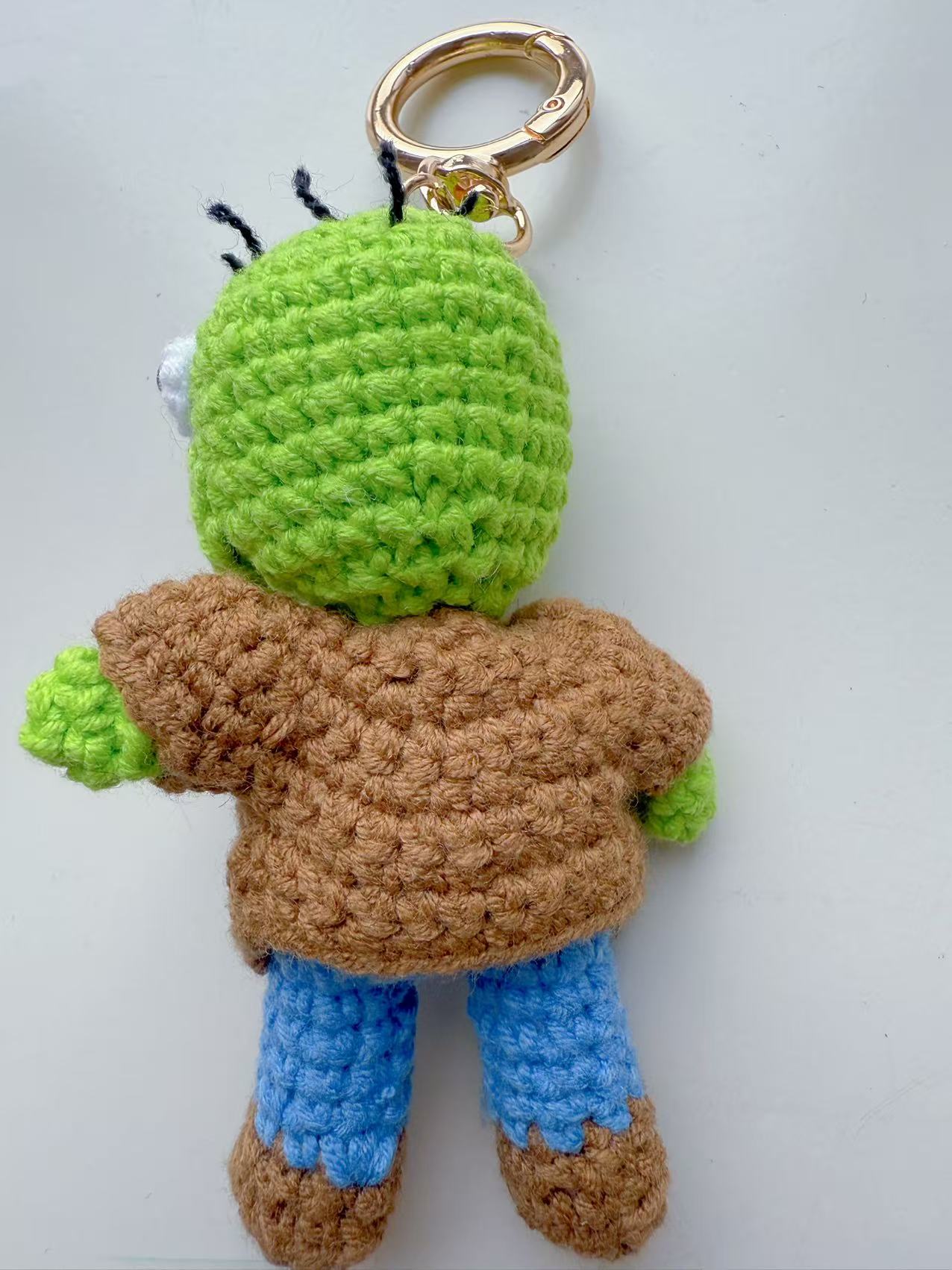 Funny Crochet Monster Keychain, Ugly Cute Amigurumi Bag Charm, Office Stress Relief Toy, Corporate Zombie Doll, Unique Small Gift for Friend