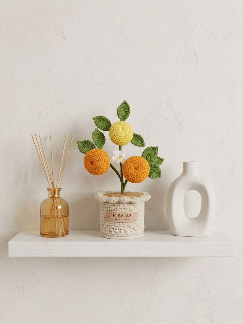 Crochet Orange Tree Potted Plant, Handmade Citrus Desk Decor, Faux Fruit Bonsai, Office Stress Relief Gift, Knot Riot Limited Edition Decor