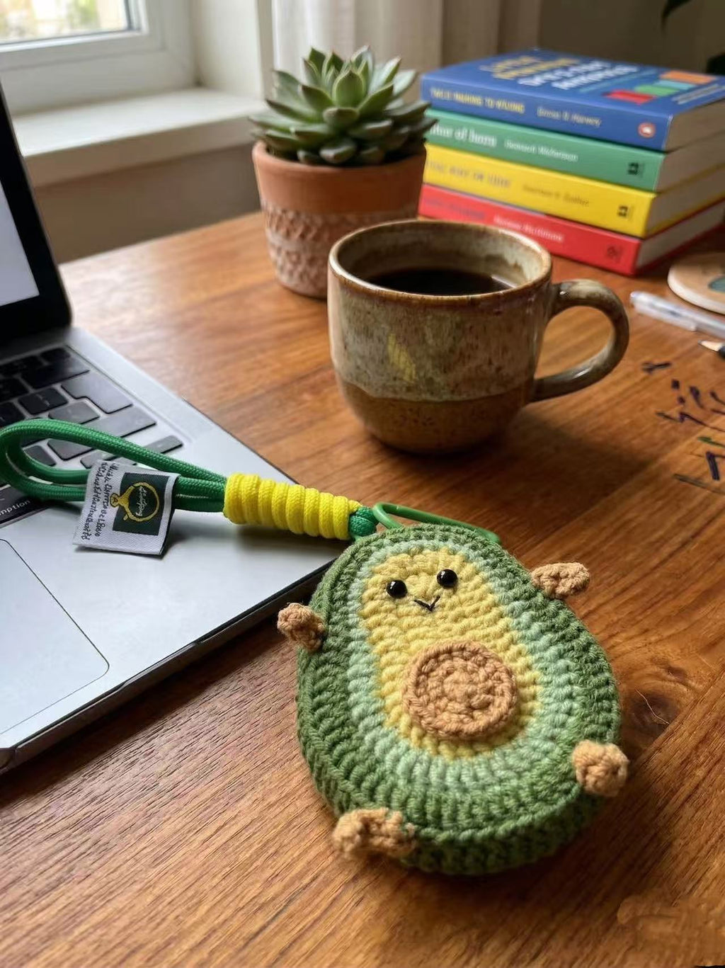 Crocheted Avocado Pouch | Cotton Coin Purse, AirPods Case, Key Fob Wristlet