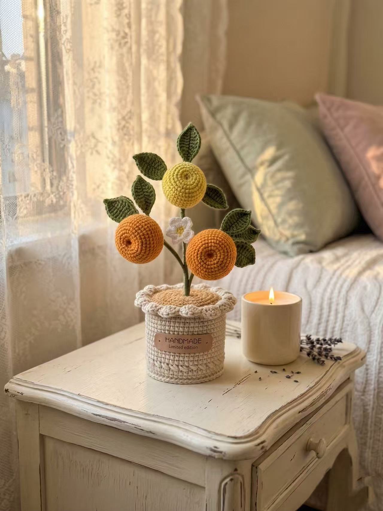 Crochet Orange Tree Potted Plant, Handmade Citrus Desk Decor, Faux Fruit Bonsai, Office Stress Relief Gift, Knot Riot Limited Edition Decor