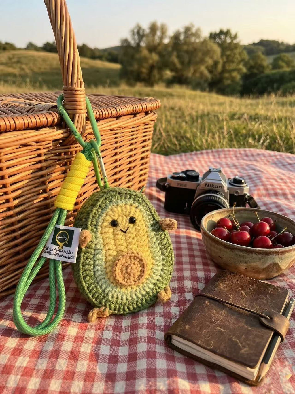 Crocheted Avocado Pouch | Cotton Coin Purse, AirPods Case, Key Fob Wristlet