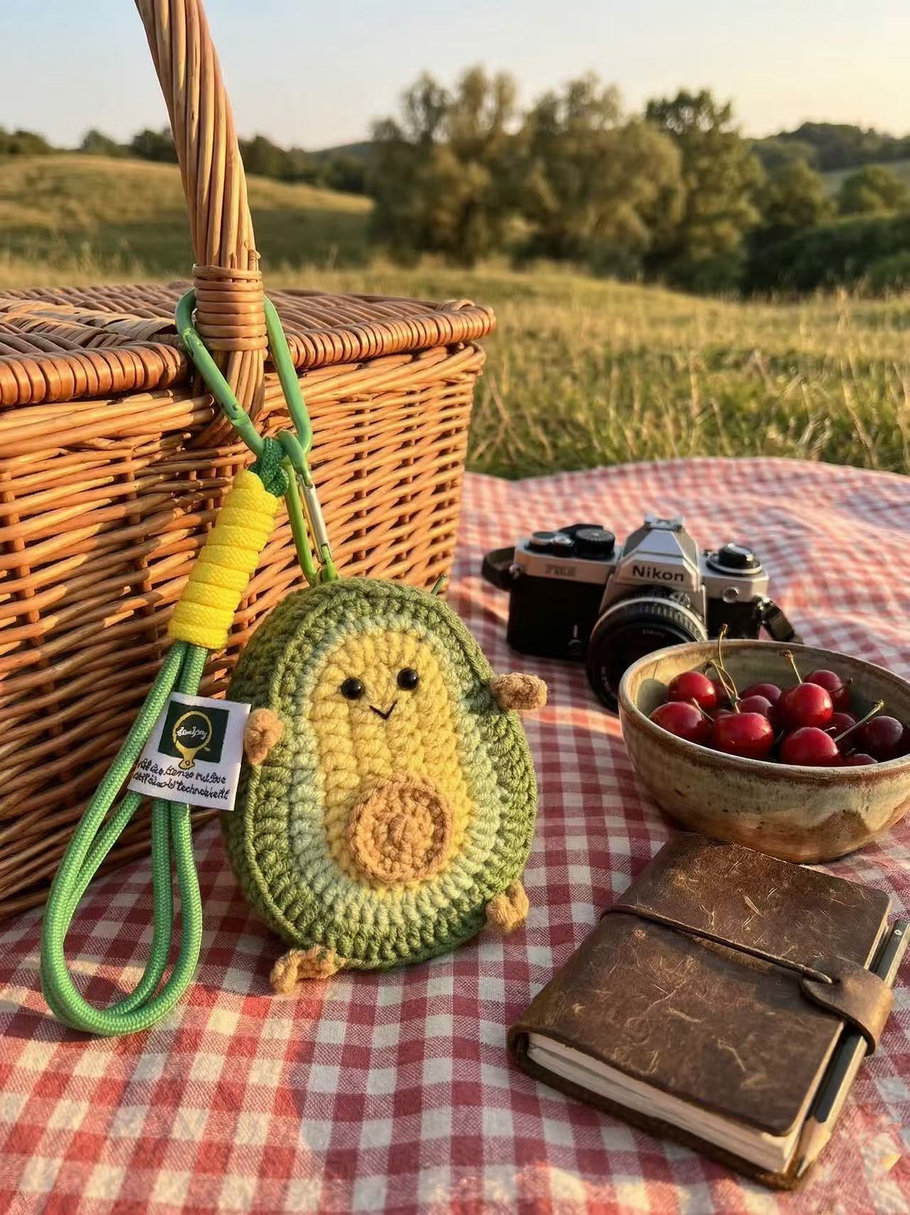 Crocheted Avocado Pouch | Cotton Coin Purse, AirPods Case, Key Fob Wristlet
