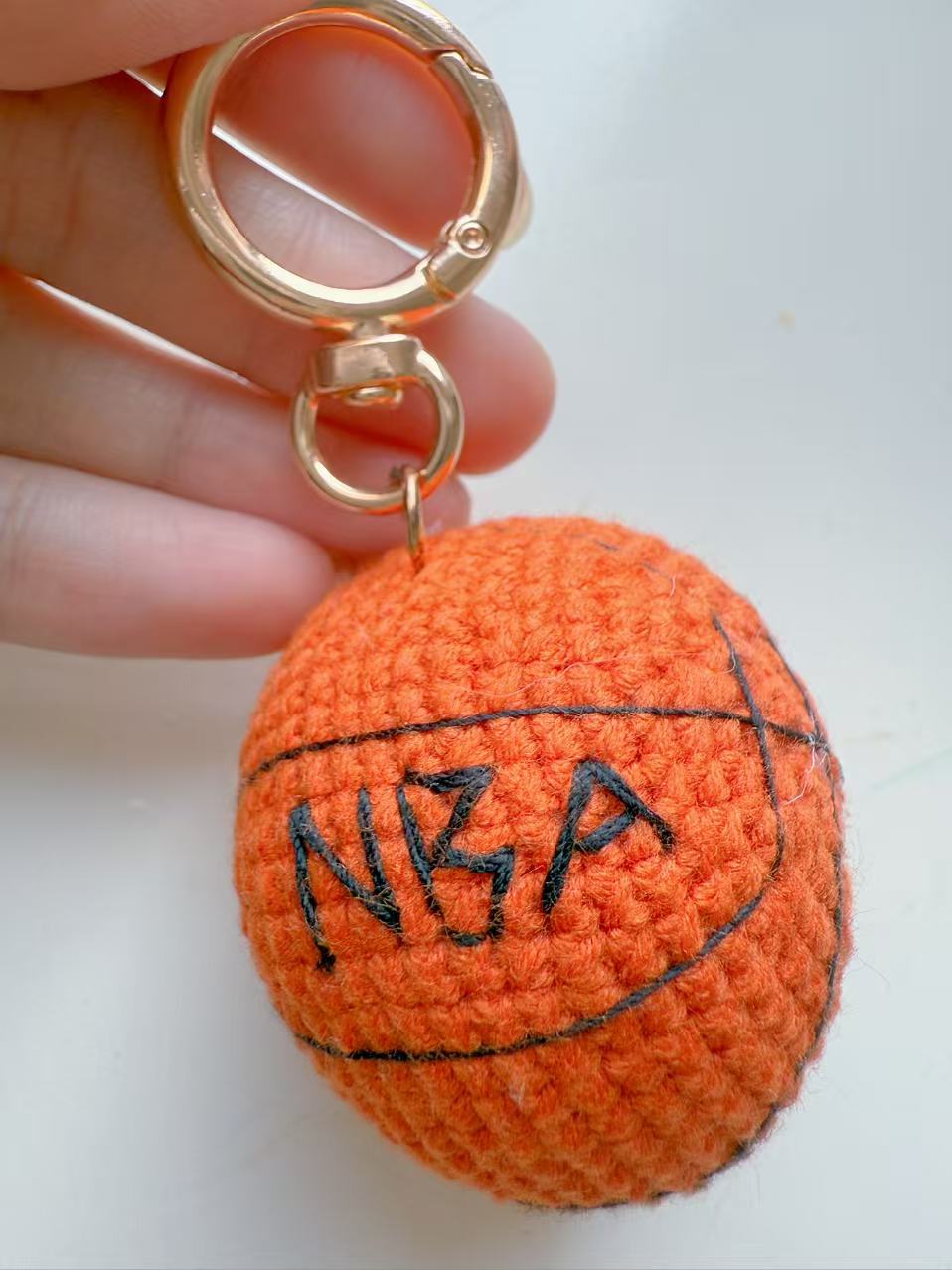 Crochet Basketball Keychain, NBA Fan Bag Charm, Sports Accessory, Backpack Clip