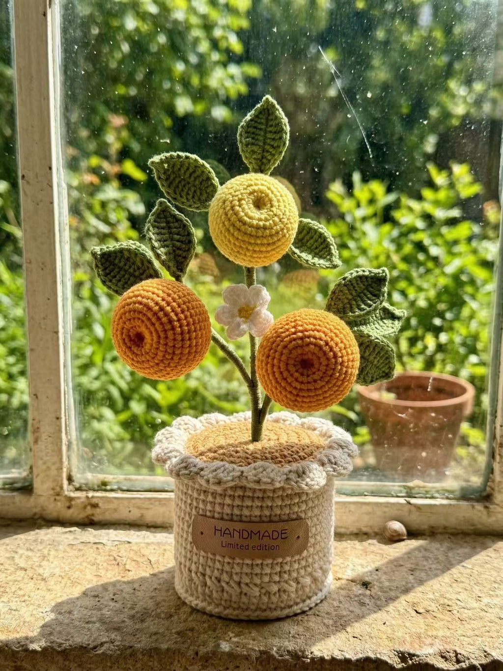 Crochet Orange Tree Potted Plant, Handmade Citrus Desk Decor, Faux Fruit Bonsai, Office Stress Relief Gift, Knot Riot Limited Edition Decor