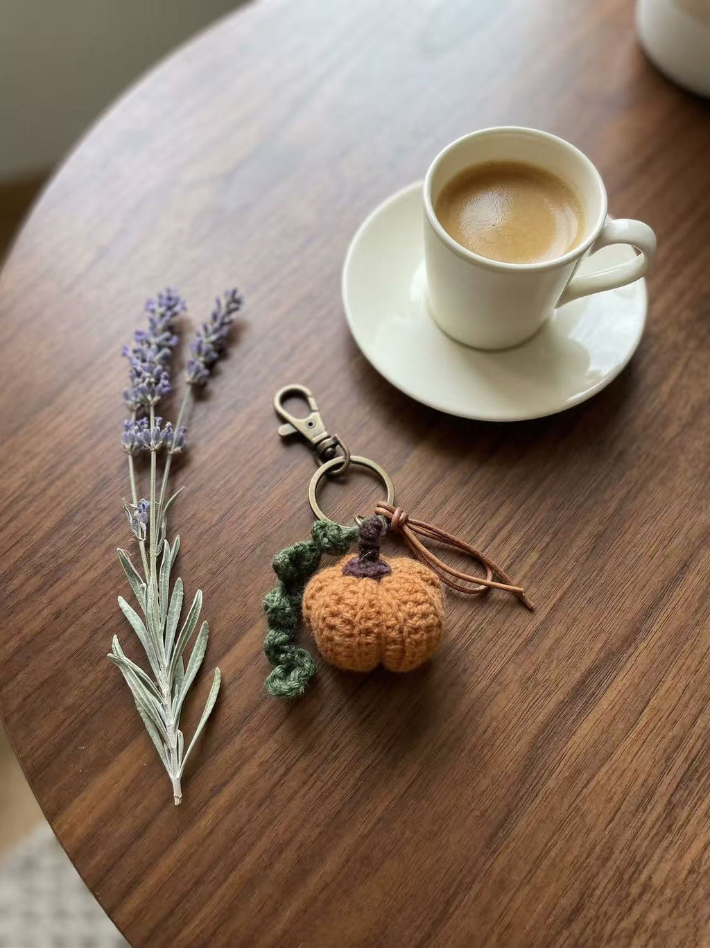 Hand-Crocheted Pumpkin Keychain, Autumn Bag Charm, Boho Fall Keyring