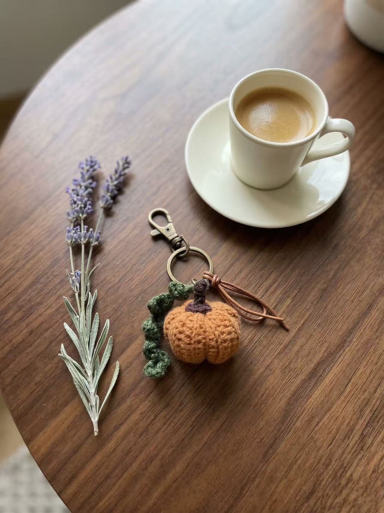 Hand-Crocheted Pumpkin Keychain, Autumn Bag Charm, Boho Fall Keyring