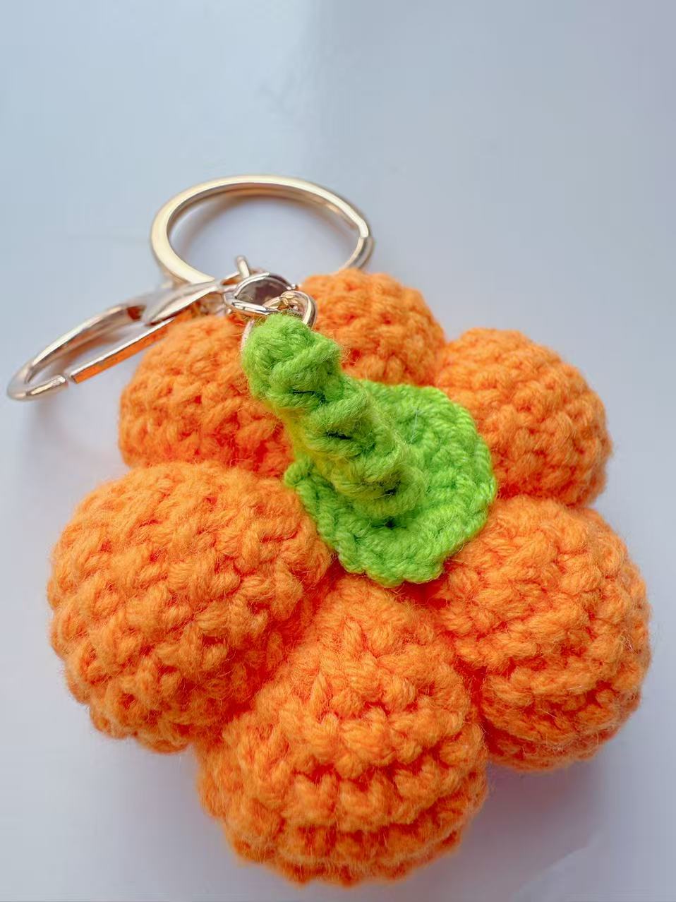 Crochet Pumpkin Keychain, Handmade Knit Bag Charm, Autumn Fall Accessory