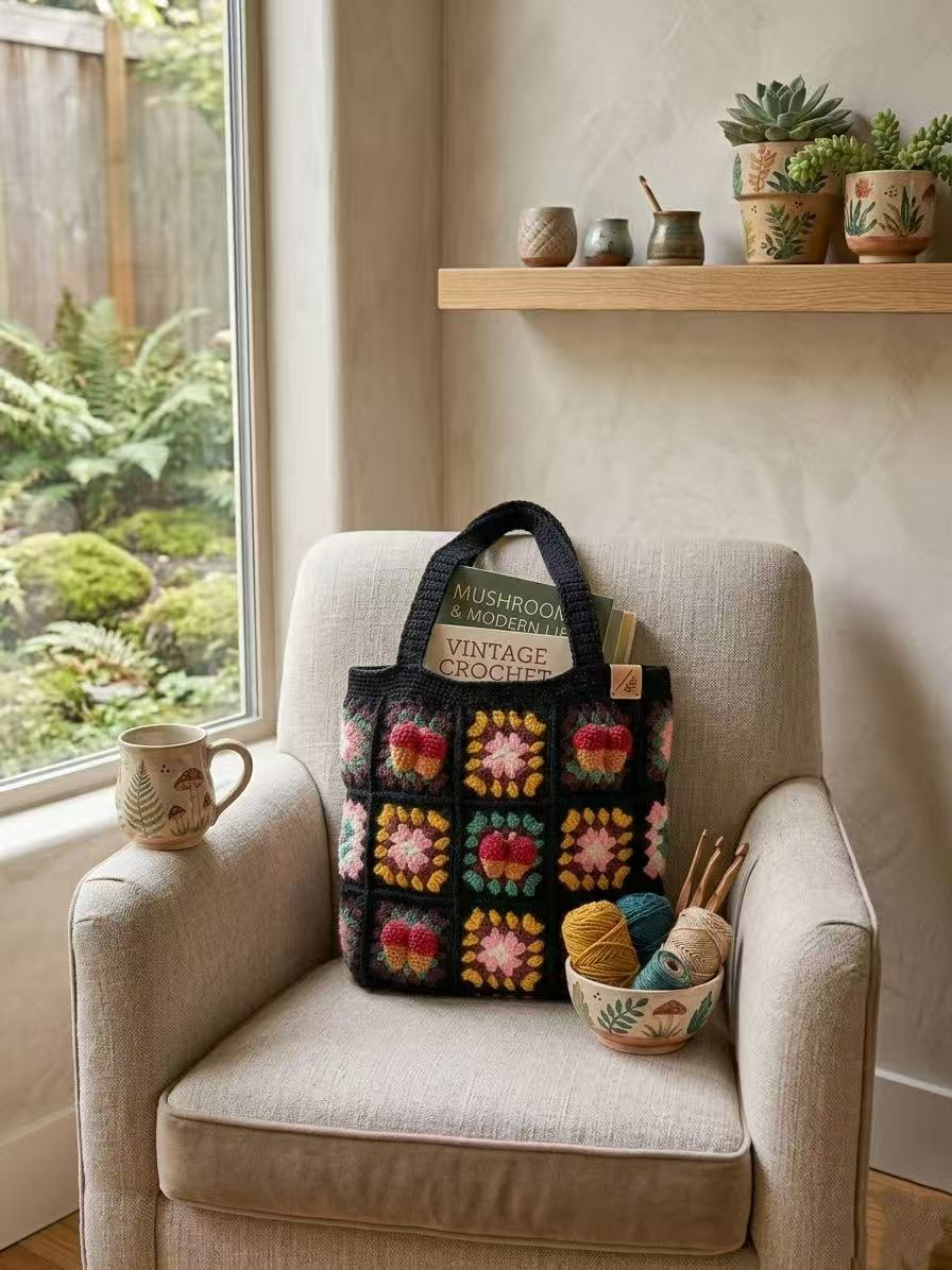 Handmade Crochet Shoulder Bag, Artisan Woven Handbag, Boho Chic Knit Tote, Retro Aesthetic Purse, Unique Hand-Knit Gift for Her, Knot Riot