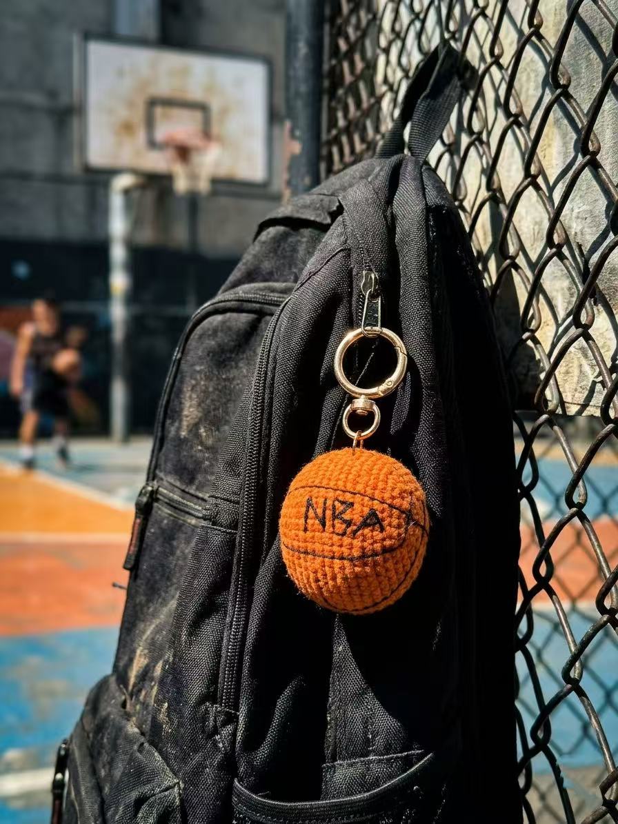 Crochet Basketball Keychain, NBA Fan Bag Charm, Sports Accessory, Backpack Clip