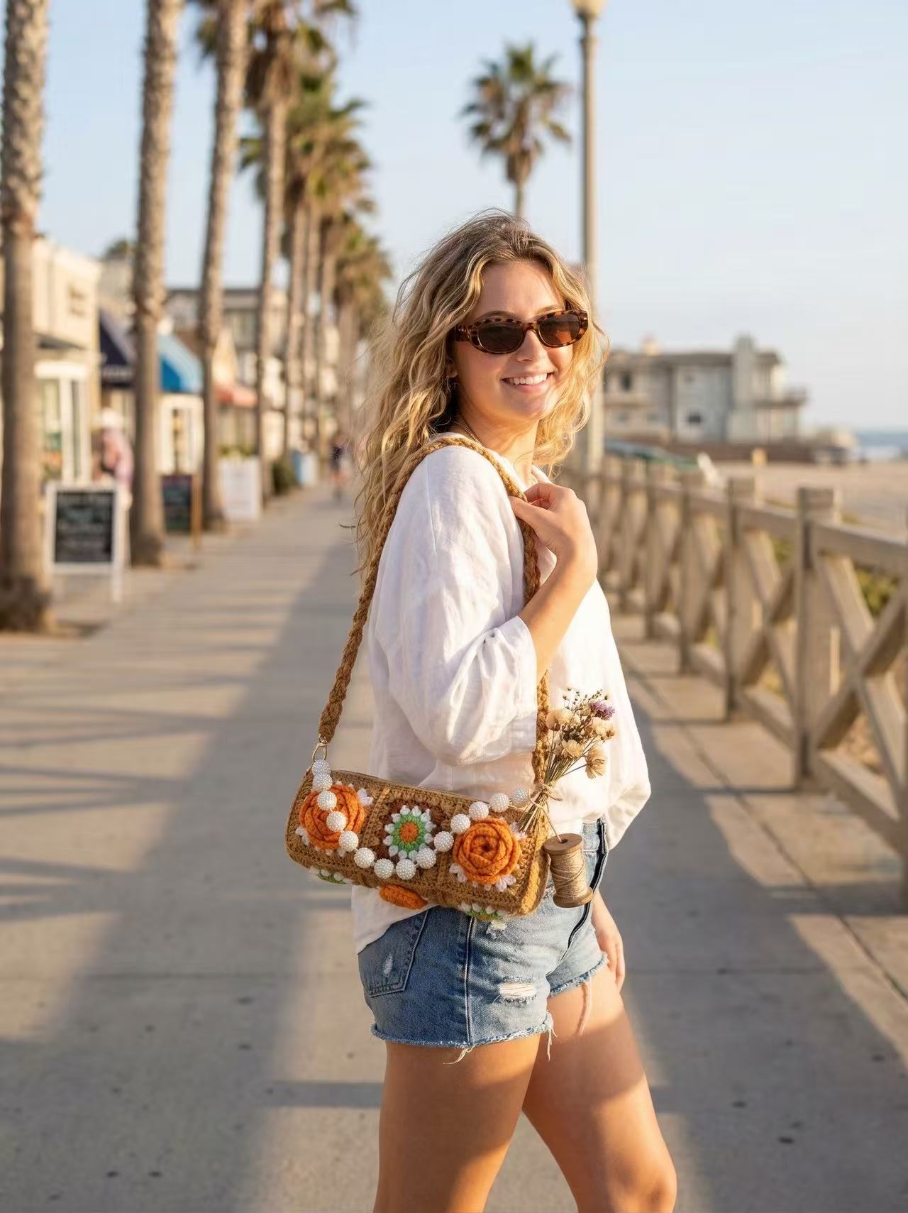 Handmade Crochet Bag, 2-Way Shoulder & Crossbody Purse, Artisan Woven Handbag, Stylish Knit Tote, Boho Chic Summer Bag, Gift, Knot Riot