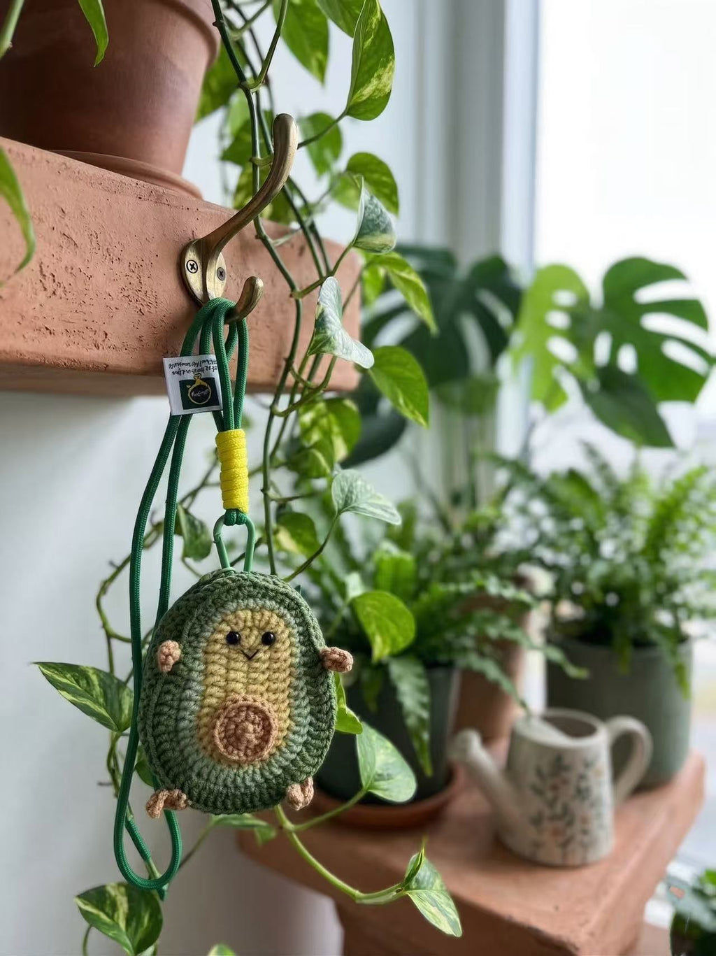 Crocheted Avocado Pouch | Cotton Coin Purse, AirPods Case, Key Fob Wristlet