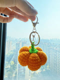 Crochet Pumpkin Keychain, Handmade Knit Bag Charm, Autumn Fall Accessory