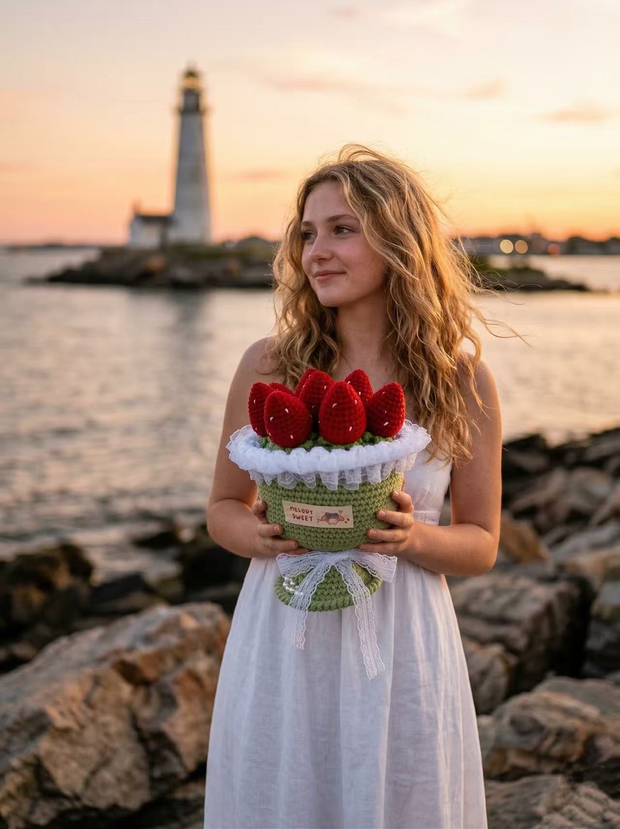 Handmade Crochet Strawberry Bouquet in Pot, Amigurumi Potted Plant, Mother's Day Gift, Cute Desk Decor, Anniversary Gift, Knitted Flower
