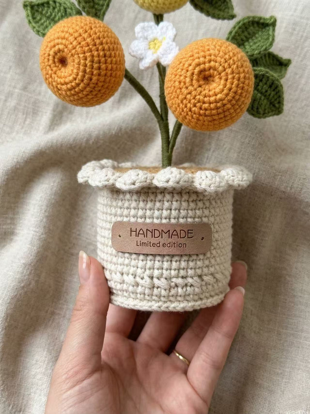 Crochet Orange Tree Potted Plant, Handmade Citrus Desk Decor, Faux Fruit Bonsai, Office Stress Relief Gift, Knot Riot Limited Edition Decor