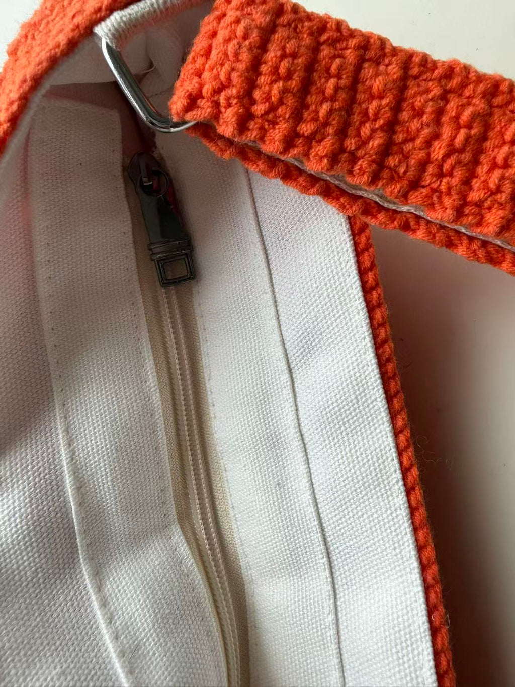 Handmade Crochet Daisy Tote Bag, Orange Boho Shoulder Bag, Flower Knit Purse